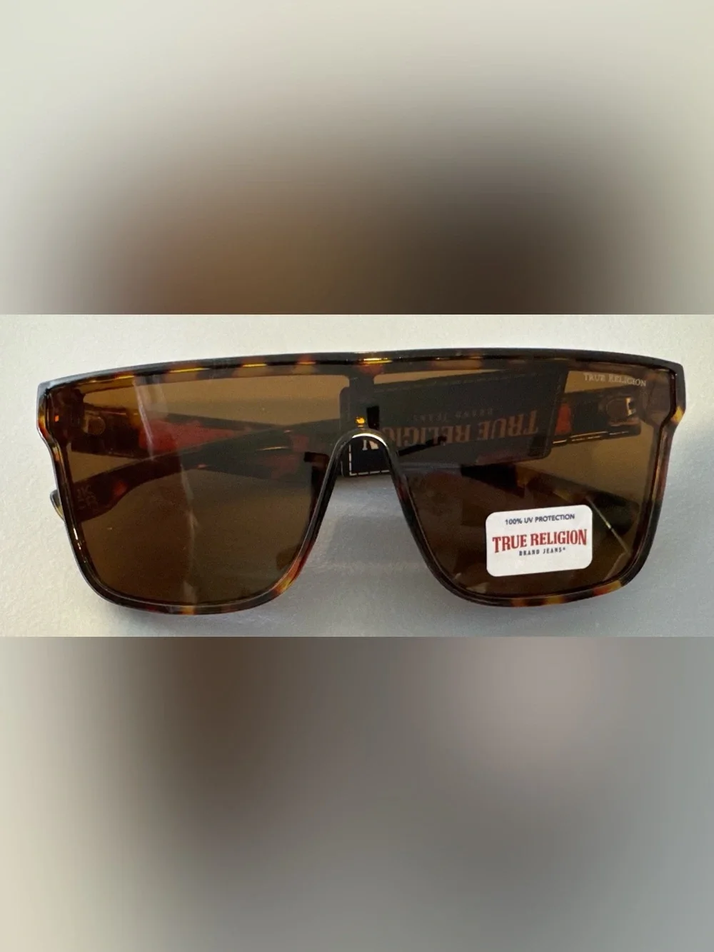 True Religion Tortoise shell brown frames Shield oversized Sunglasses